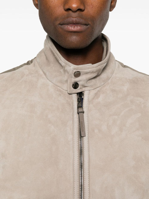 Lountere suede-panel puffer jacket