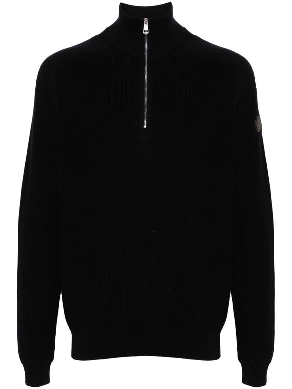 mock-neck zip-up jumper