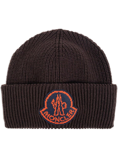 logo-patch wool beanie