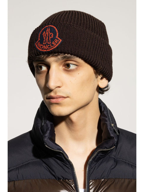 logo-patch wool beanie