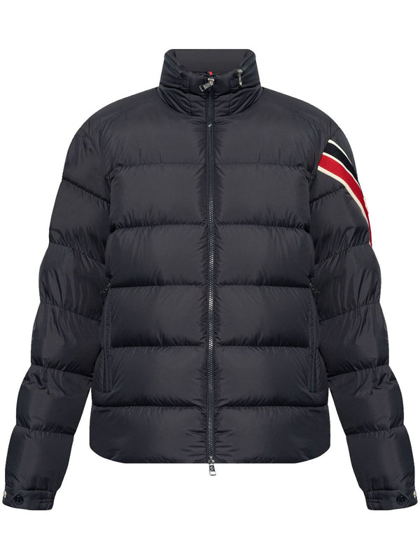 striped logo patch down jacket