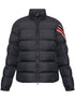 striped logo patch down jacket