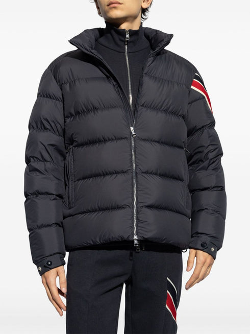 striped logo patch down jacket
