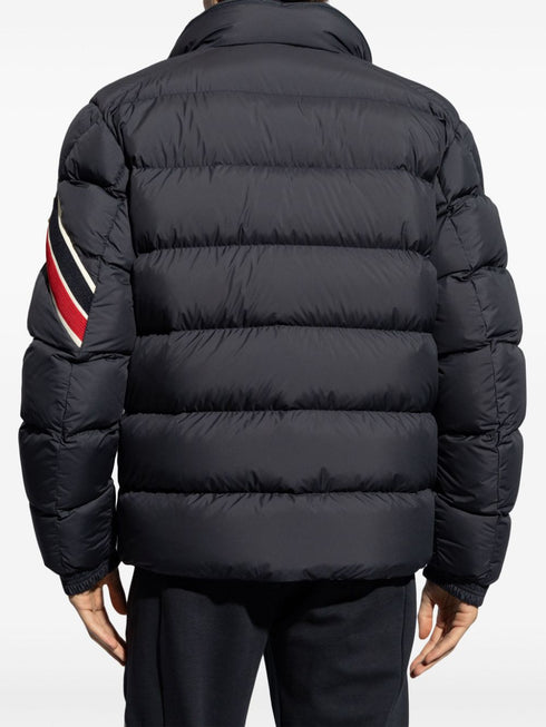 striped logo patch down jacket