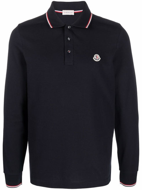 patch-detail long-sleeved polo shirt