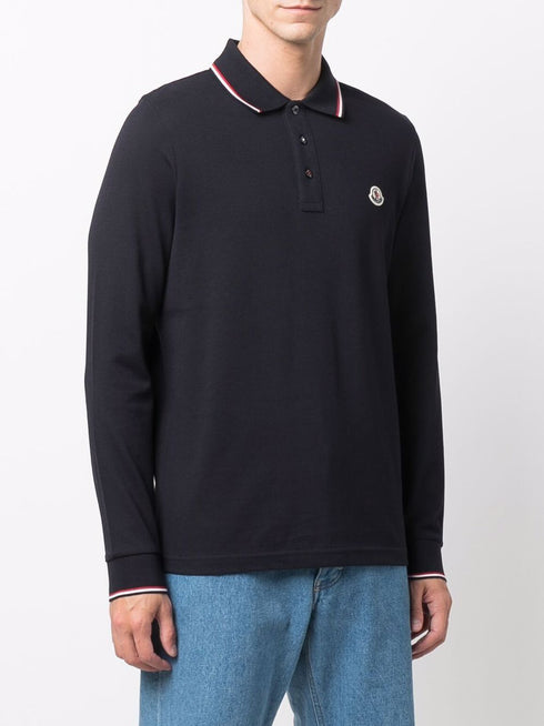 patch-detail long-sleeved polo shirt