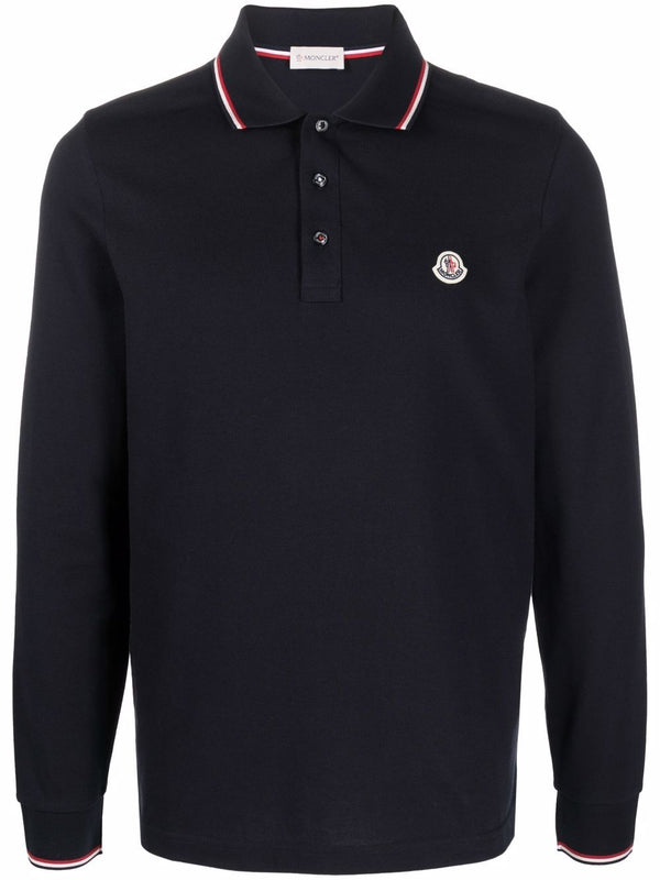 patch-detail long-sleeved polo shirt
