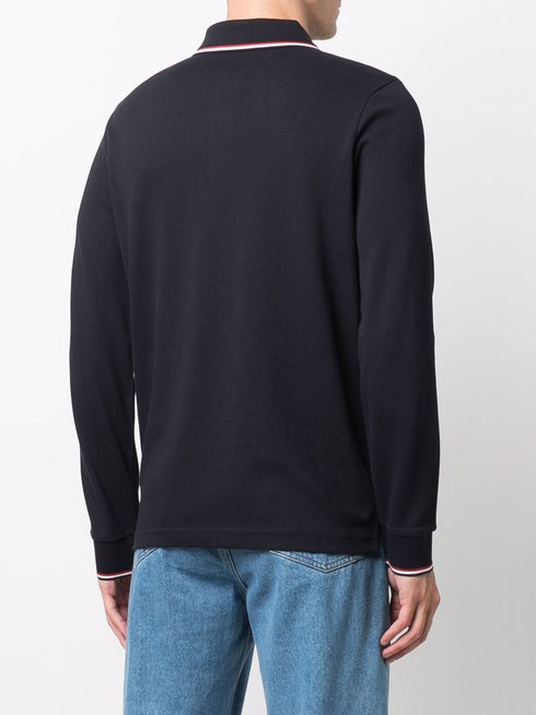 patch-detail long-sleeved polo shirt