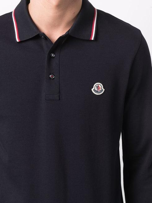 patch-detail long-sleeved polo shirt