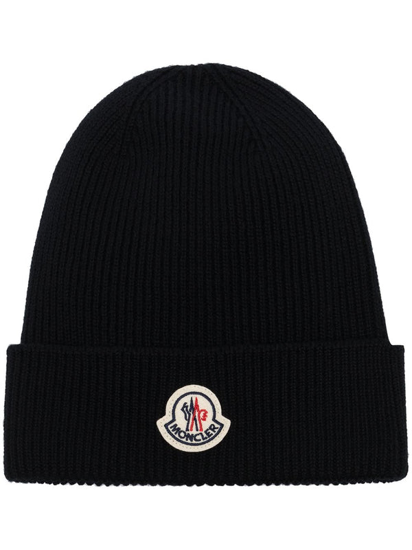 logo-patch knitted beanie