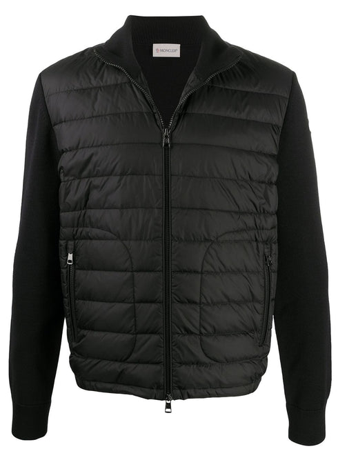 padded-panel knitted jacket