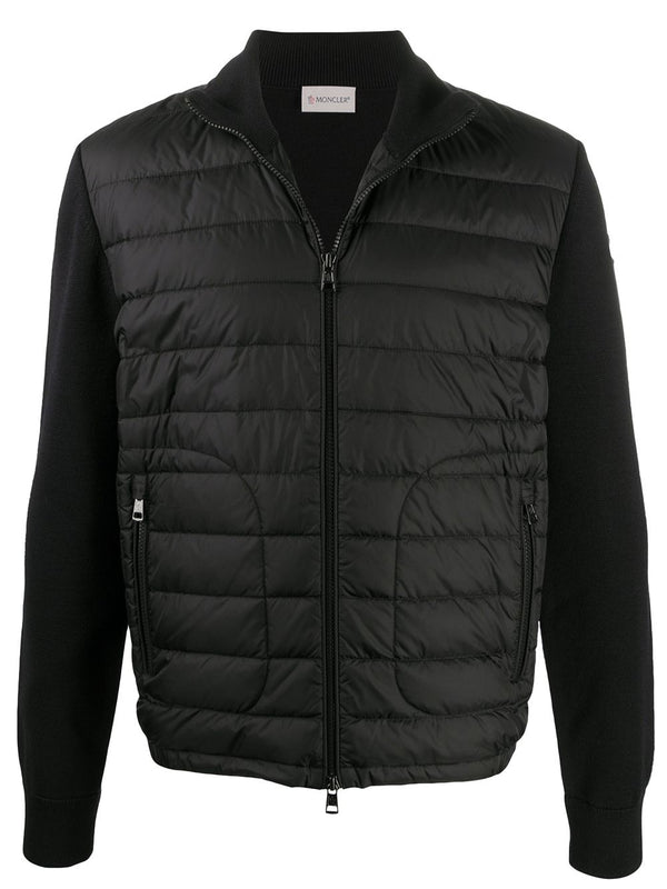 padded-panel knitted jacket