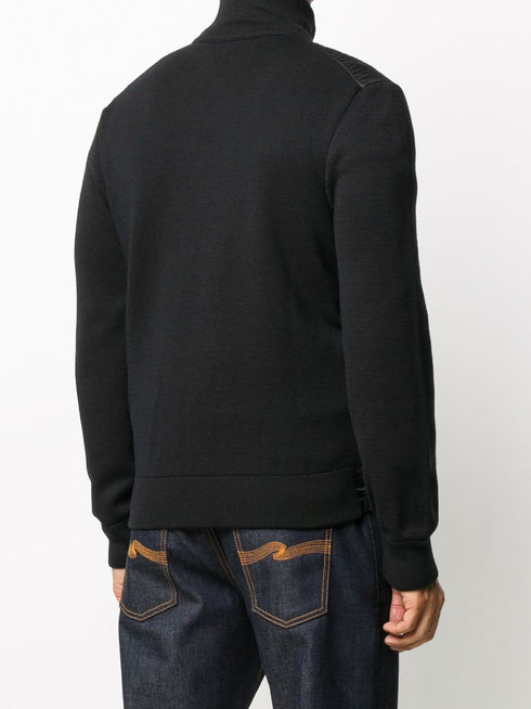 padded-panel knitted jacket