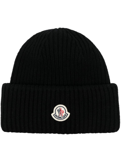 logo-patch ribbed beanie