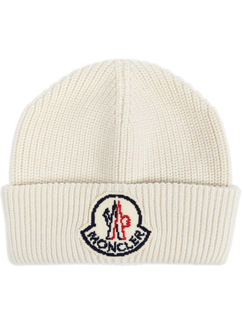 logo-patch wool beanie hat