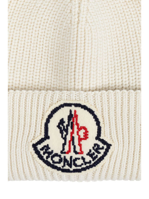 logo-patch wool beanie hat