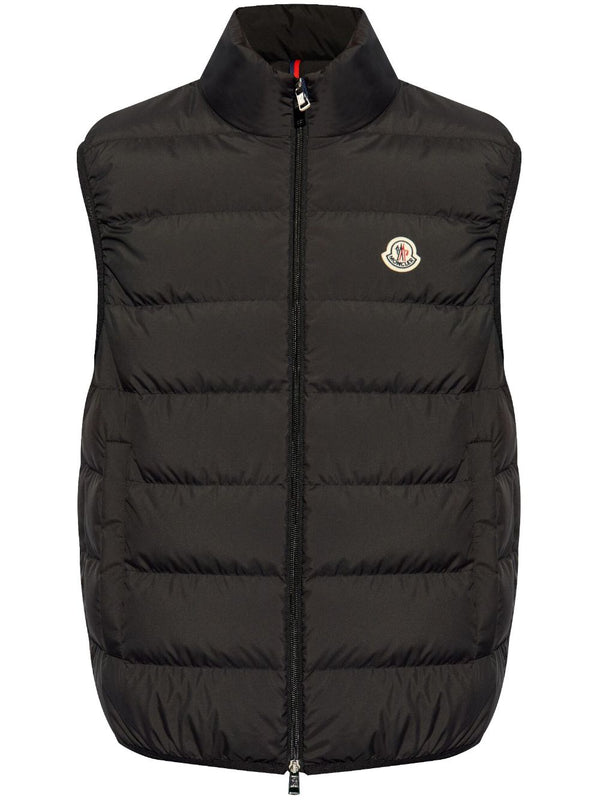 mock neck logo patch down gilet