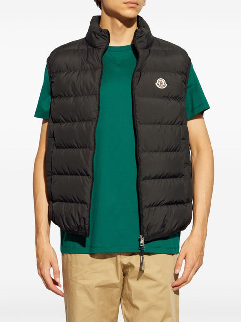 mock neck logo patch down gilet