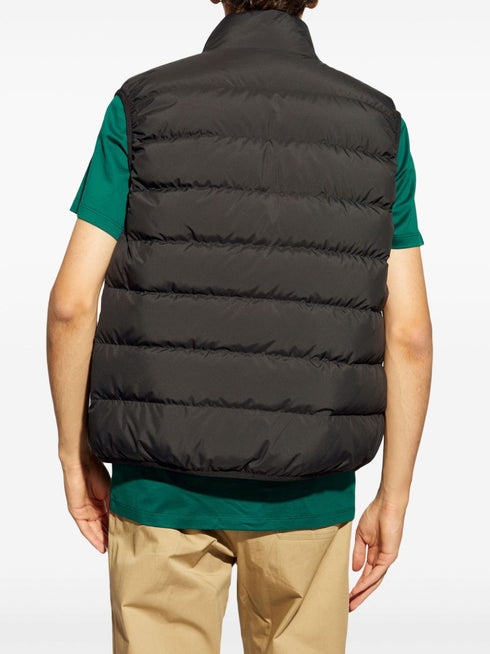mock neck logo patch down gilet