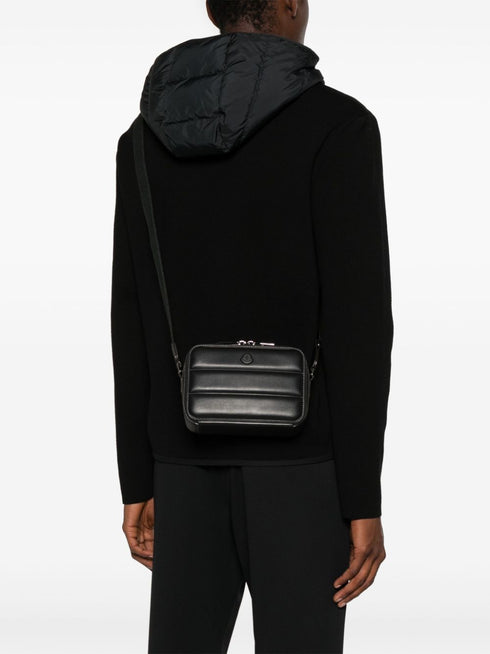 logo-appliqué leather messenger bag