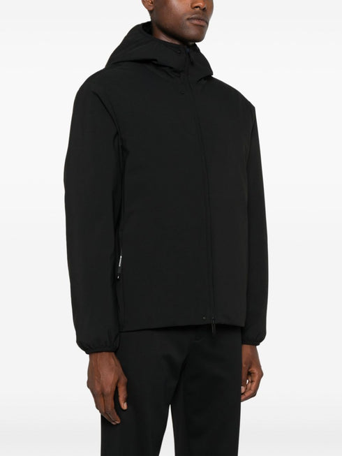 logo-patch hooded puffer jacket