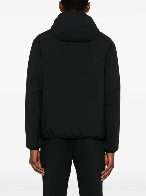 logo-patch hooded puffer jacket