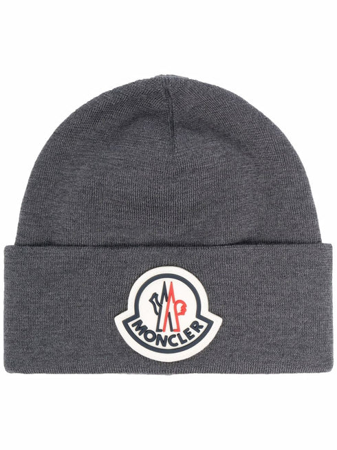logo-patch wool beanie
