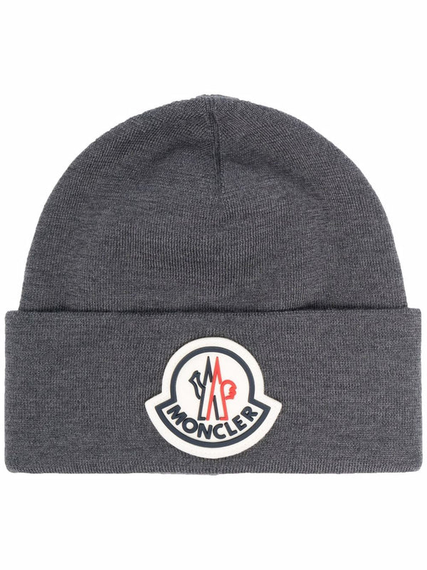 logo-patch wool beanie