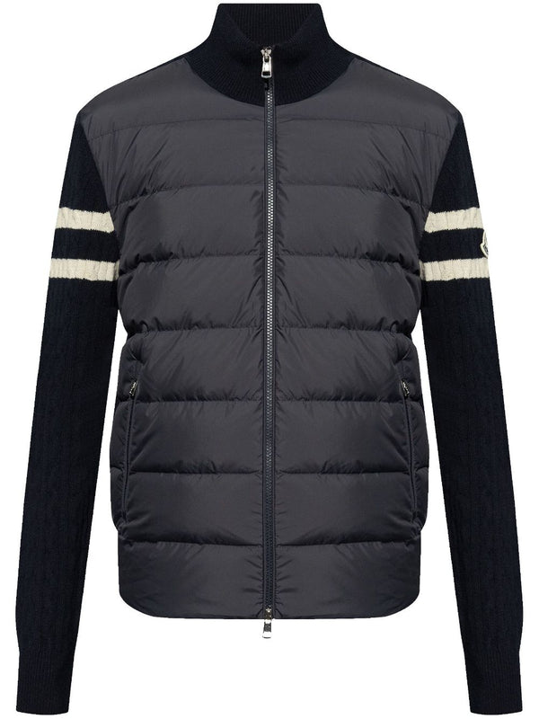 knitted-panels puffer jacket