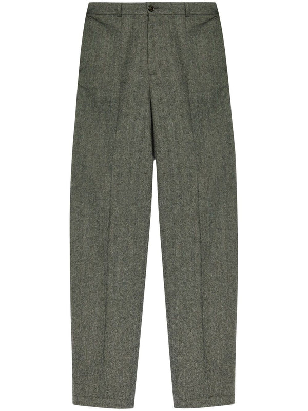 herringbone pattern tailored trousers