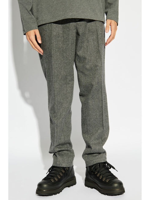 herringbone pattern tailored trousers