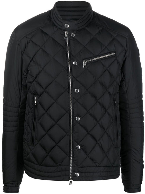 diamond-quilt zip-fastening jacket