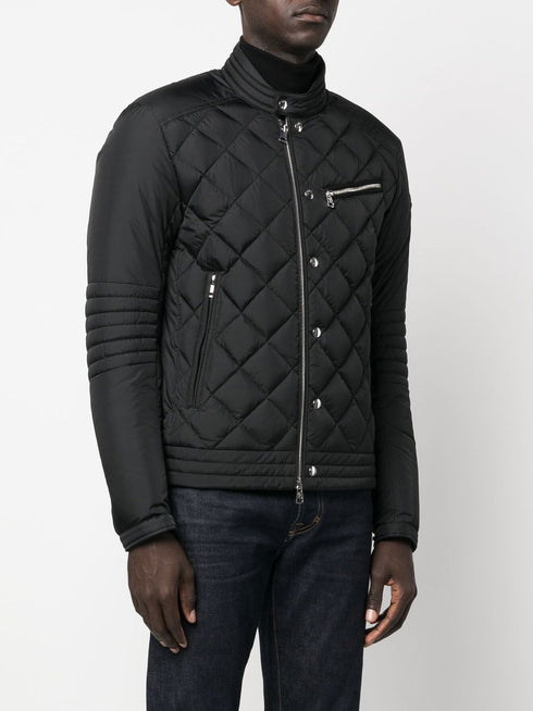diamond-quilt zip-fastening jacket