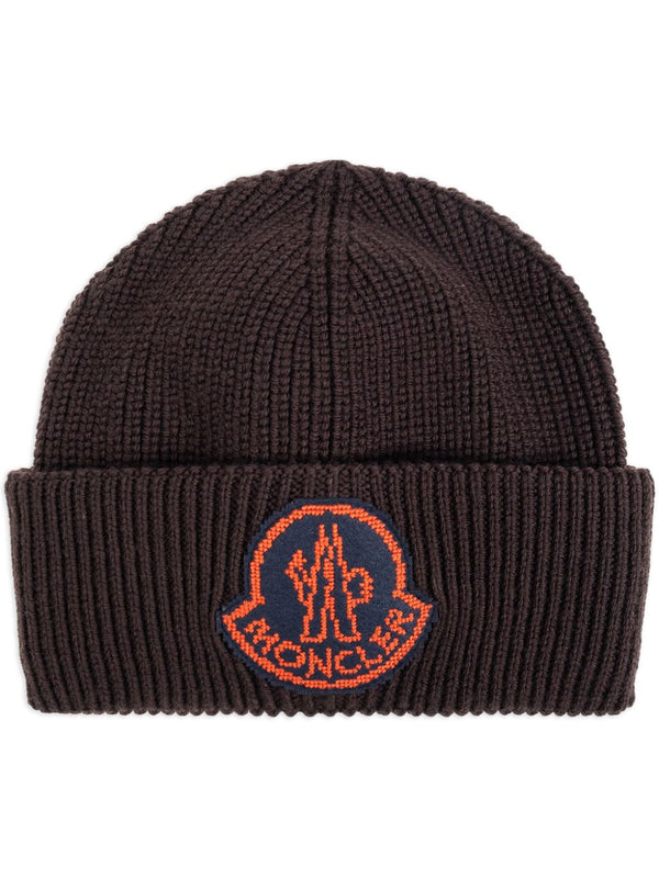 logo-patch wool beanie