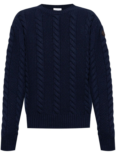 logo-patch cable knit sweater