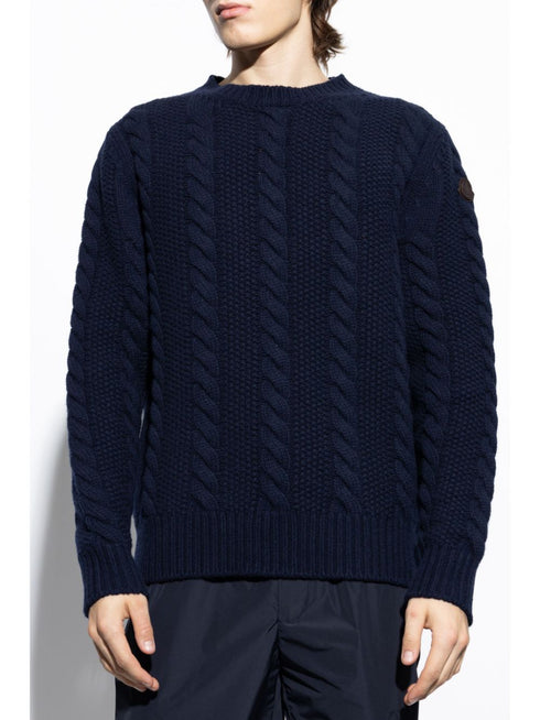 logo-patch cable knit sweater