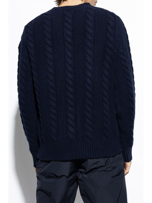 logo-patch cable knit sweater