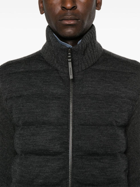 padded zip-up cardigan