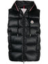 logo-patch quilted hooded gilet
