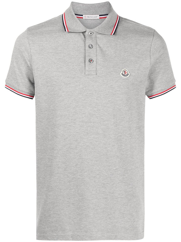 tricolour-trim piqué polo shirt
