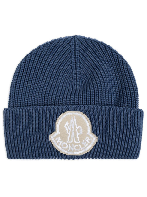 logo-patch virgin-wool beanie hat