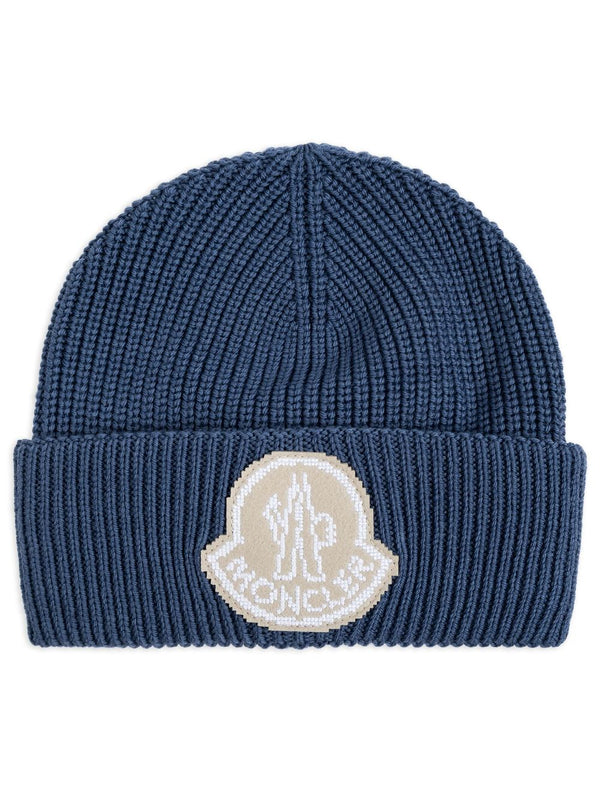 logo-patch virgin-wool beanie hat
