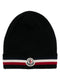 tricolour-stripe wool beanie hat