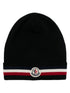 tricolour-stripe wool beanie hat