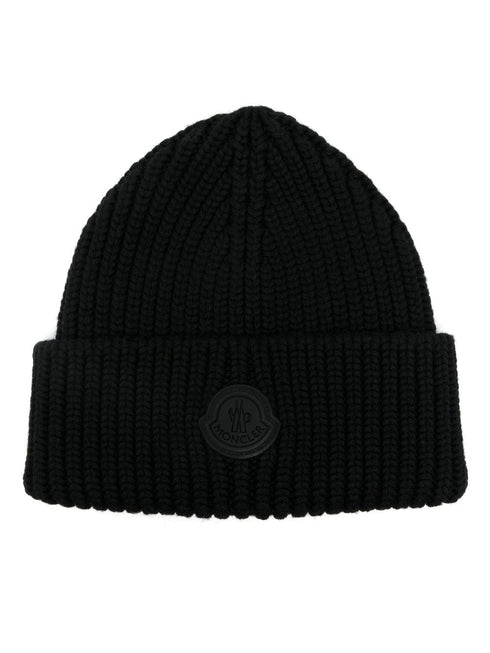 rubberised-logo knitted beanie