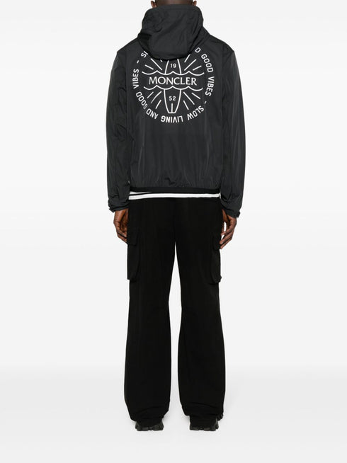 slogan-print shell jacket