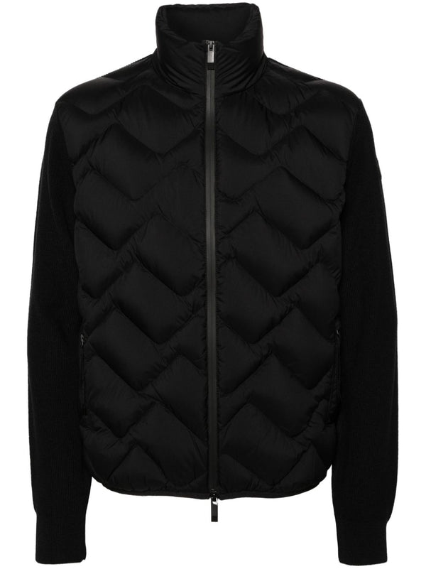 padded-panel knitted jacket