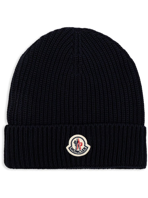 logo-appliqué ribbed-knit beanie