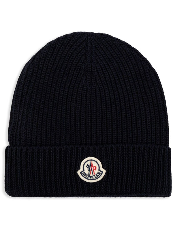 logo-appliqué ribbed-knit beanie