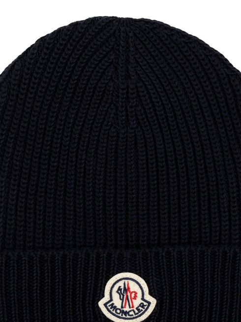 logo-appliqué ribbed-knit beanie